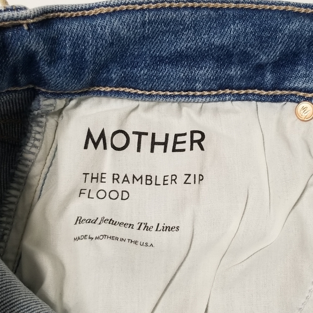 NWT MOTHER Rambler Zip Flood Straight Leg in Read Between The Lines Size 28 - Picture 12 of 14